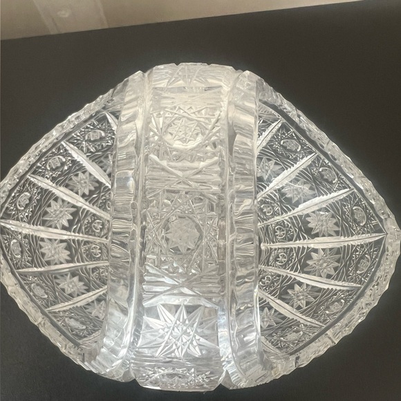 Vintage Bohemia Czech 500PK Hand Cut Crystal 9" Basket - Picture 5 of 10